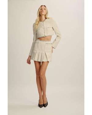 Bardot Florine Pleated Mini Skirt - Natural