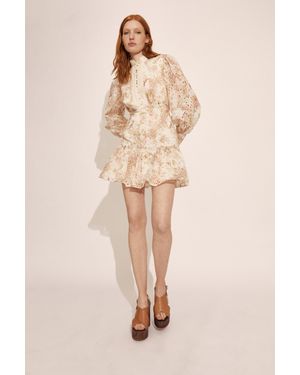 Bardot Remy Mini Broderie Dress - Natural