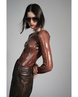Bardot Brenna Sequin Bodysuit - Brown