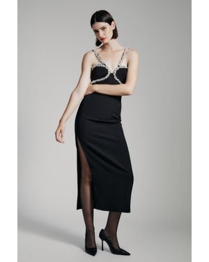 Bardot Amalia Diamante Midi Dress - White