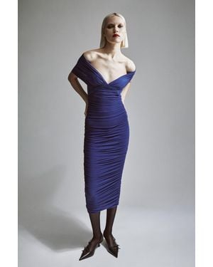 Bardot Vespera Mesh Midi Dress - Blue
