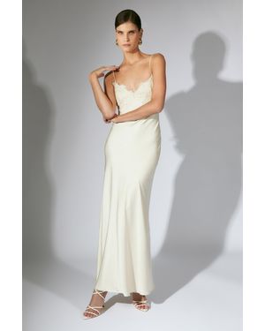 Bardot Elisan Lace Satin Maxi Dress - Gray