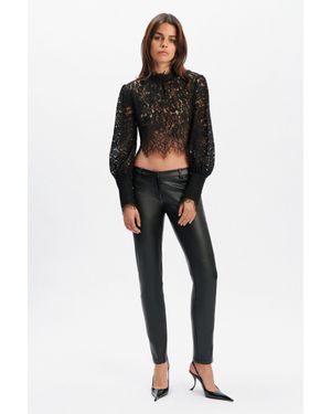 Bardot Georgia Long Sleeve Lace Top - Black