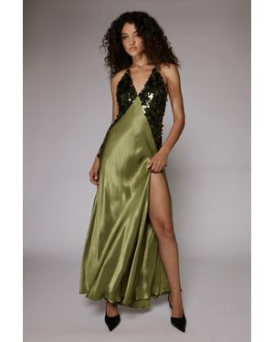 Bardot Aradia Sequin Halter Dress in Natural