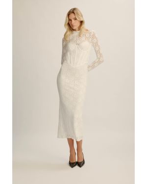 Bardot Carmen Lace Corset Midi Dress - Natural
