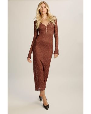 Bardot Zenia Long Sleeve Midi Dress - Brown