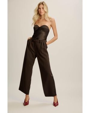 Bardot Sloane Satin Detail Pant - Natural