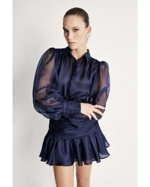Bardot Milani Organza Shirt Dress - Blue
