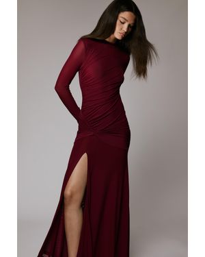 Bardot Liyana Ruched Mesh Dress - Purple