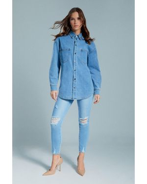 Bardot Oversized Denim Shirt - Blue