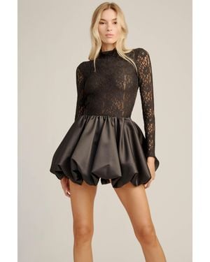 Bardot Yana Lace Satin Mini Dress - Black
