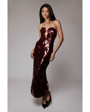 Bardot Braya Sequin Midi Dress - Red