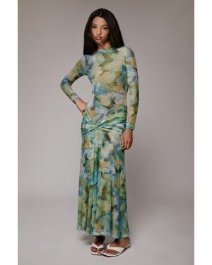 Bardot Lea Floral Mesh Dress - Green