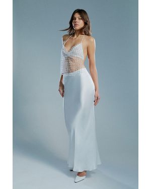 Bardot Isadore Satin Maxi Skirt - Blue