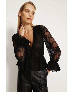 Bardot Natoli Embroidered Mesh Blouse - Black