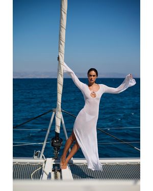 Bardot Bryn Crochet Maxi Dress - Blue