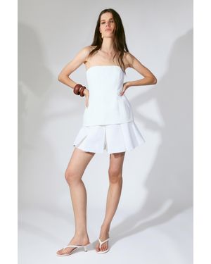 Bardot Helenia Pleated Linen Skort - White