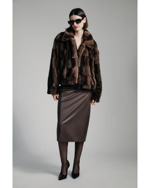 Bardot Sylvie Zip Faux Fur Jacket - Black