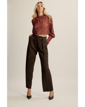 Bardot Fia Satin High Rise Pant - Black