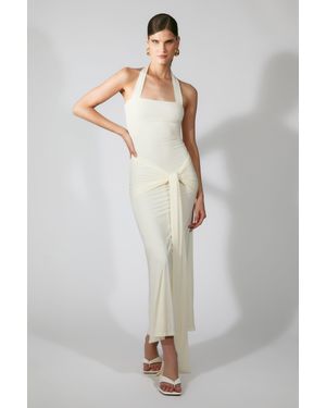 Bardot Emilia Tie Front Halter Dress - White