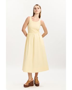 Bardot Bryony Lace Poplin Midi Dress - Natural