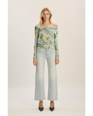 Bardot Marisol Asymmetric Mesh Top - Green