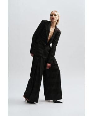 Bardot Laurie Pleat Front Stripe Pant - Black