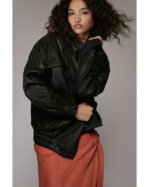 Bardot Oversized Leather Jacket - Black