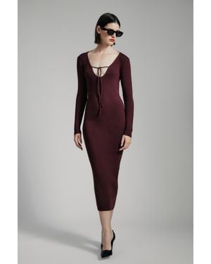 Bardot Hattie Knit Midi Dress in Brown | Lyst