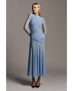 Bardot Liyana Ruched Mesh Dress - Blue