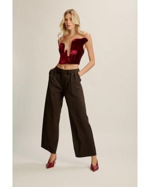 Bardot Rosalyn Strapless Velour Top - Red