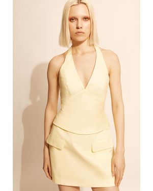Bardot Paola Halter Linen Top - Natural