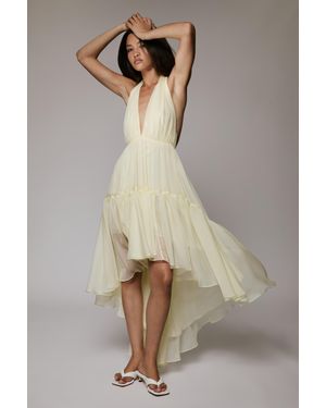 Bardot Leona High Low Ruffle Dress - Natural