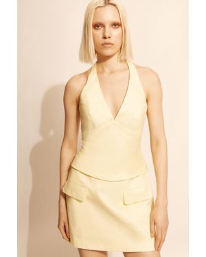 Bardot Paola Halter Linen Top - Natural