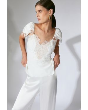 Bardot Ivy Lace Detail Camisole - White