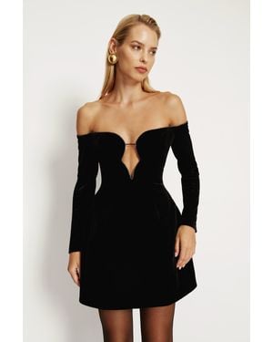 Bardot Luvia Velour Hourglass Dress - Black