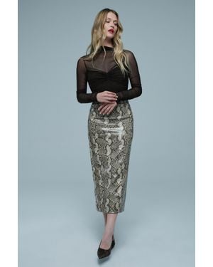 Bardot Erica Faux Snakeskin Skirt - Blue