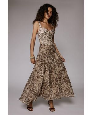 Bardot Hildie High Waisted Midi Skirt - Brown