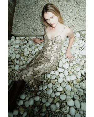 Bardot Estine Faux Snakeskin Dress - Green