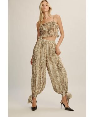 Bardot Alira Printed Frill Crop Top - Natural
