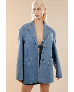Bardot Abi Denim Oversized Blazer - Blue
