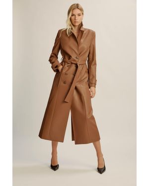 Bardot Vegan Leather Longline Coat - Natural