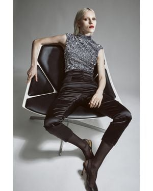 Bardot Kelso Velvet Sequin Bodysuit - Gray