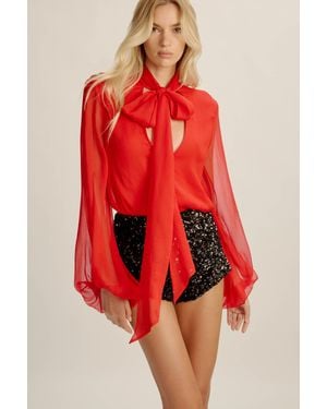 Bardot Solace Tie Front Blouse - Red