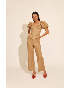 Bardot Esra Puff Sleeve Corset Top - Natural