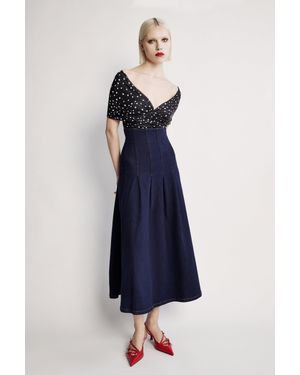Bardot Zeta Denim Midi Skirt - Blue