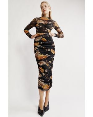 Bardot Althea Mesh Midi Dress - Black
