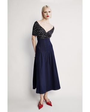 Bardot Zeta Denim Midi Skirt - Blue