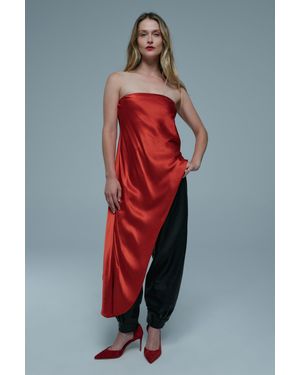 Bardot Alita Strapless Satin Tunic - Red