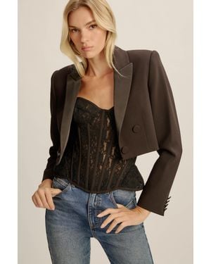 Bardot Fia Slimfit Cropped Blazer - Brown